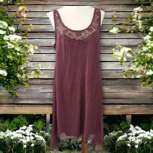 H Trend Asymmetrical Silk Dress XS Shift Boho Italy Fairygrunge Crochet Fairy